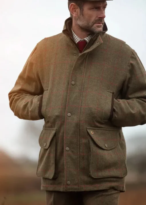 Alan Paine Men's Combrook Tweed Field Coat with Action Back