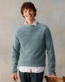 Harley of Scotland Men's Fine Cable Knit Crew