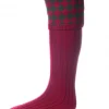 House Of Cheviot Men's Chessboard Sock Brick Red/Spruce